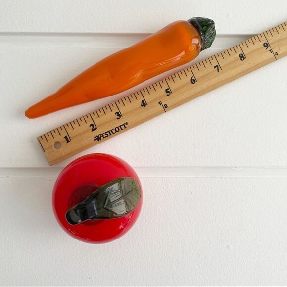 Set of Vintage Murano Blown Glass Fruit & Veggie Apple, Banana, Eggplant, Carrot - Picture 9 of 10